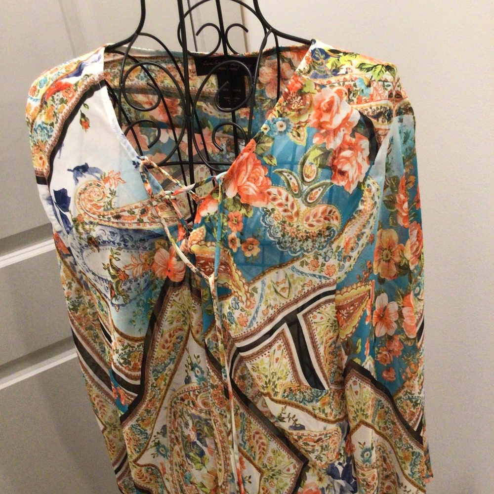 Isabel Hayley Sheer Floral Boho Blouse - Picture 3 of 10
